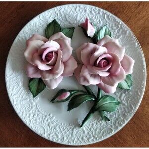 Vtg 80s Franklin Mint Porcelain Plate Sheer Bliss Roses Of Capodimonte Limited E